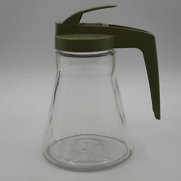 Vintage 1950's Androck Maple Syrup Glass Dispenser with Sage Green Lid Canada - Picture 1 of 6